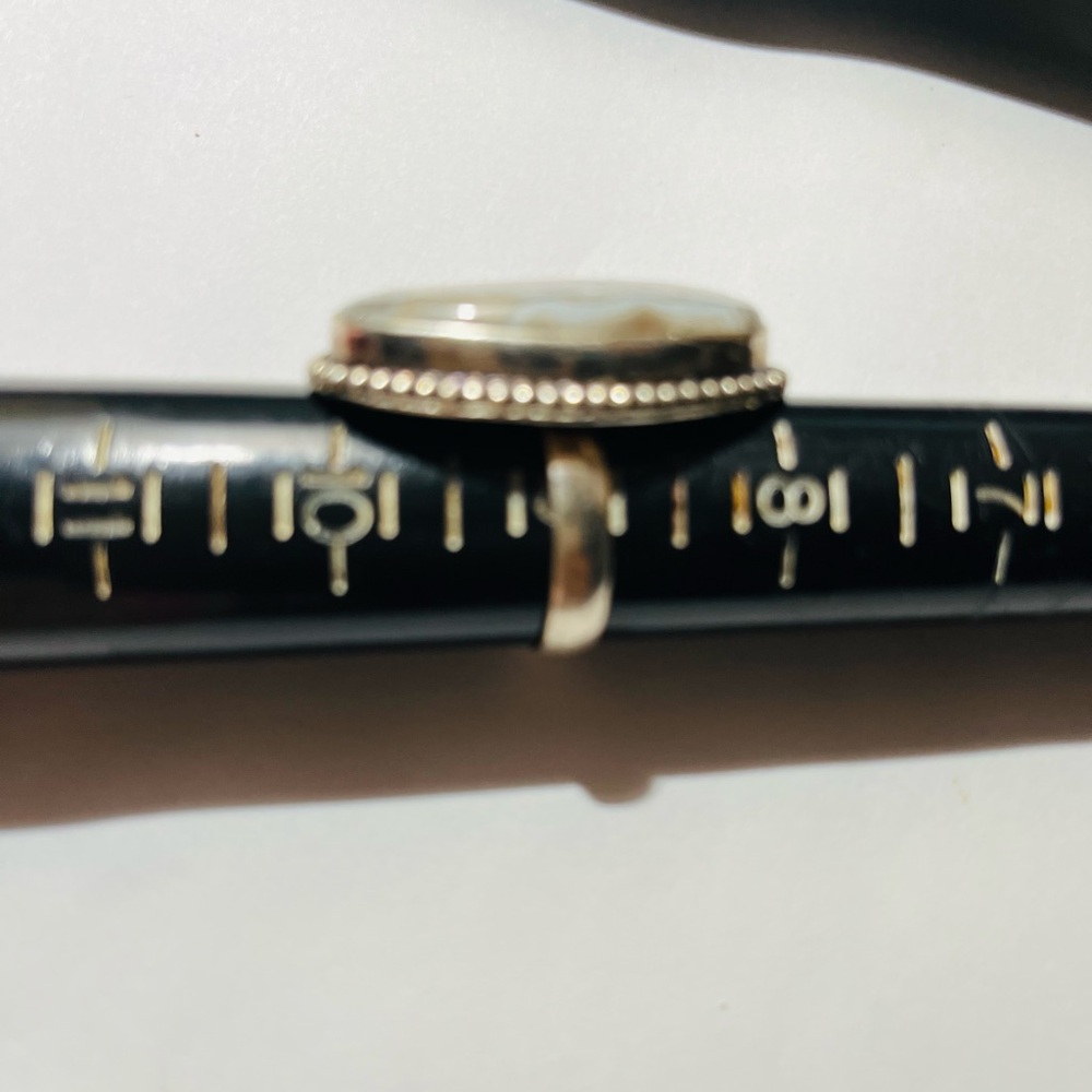 925 Solid Elegant Silver And Gray Stone Ring - image 5